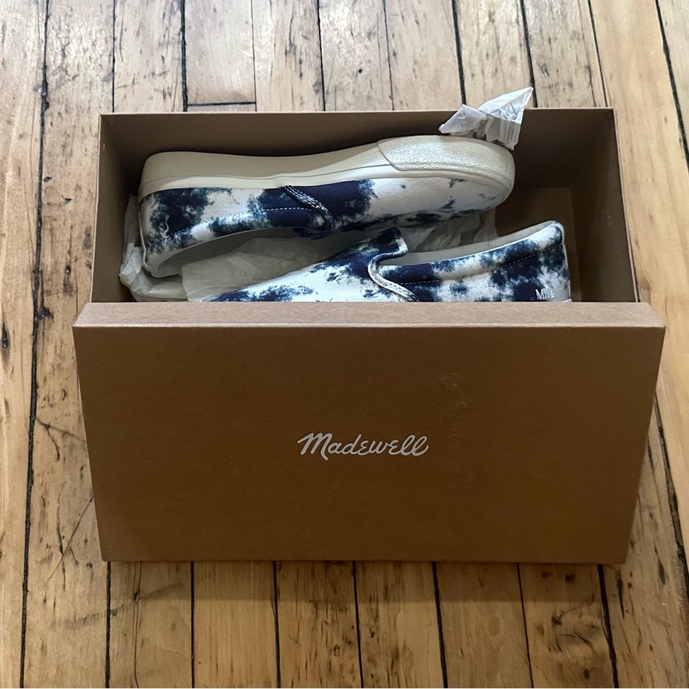 NWT Madewell Sidewalk Slip-Ons Tie-Dyed Recycled Canvas in Pearl Ivory Multi 8.5